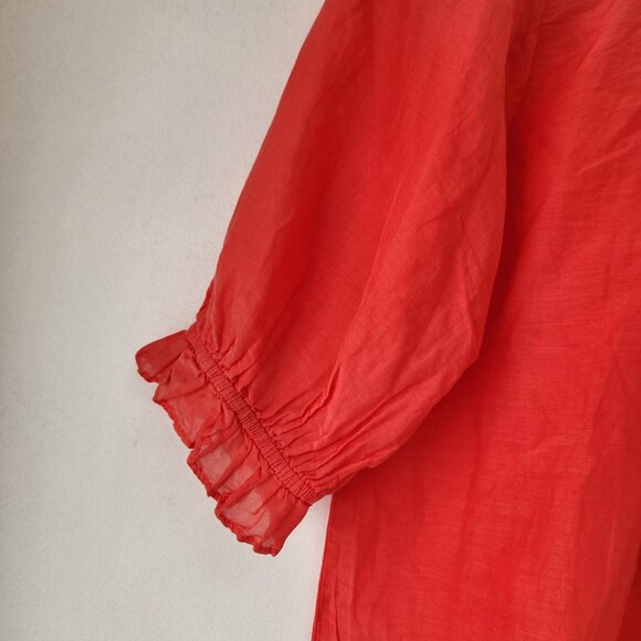 Velvet Graham & Spencer Kaitlyn Ruffle Top Silk Blend Coral Blouse Lightweight S - Picture 4 of 7